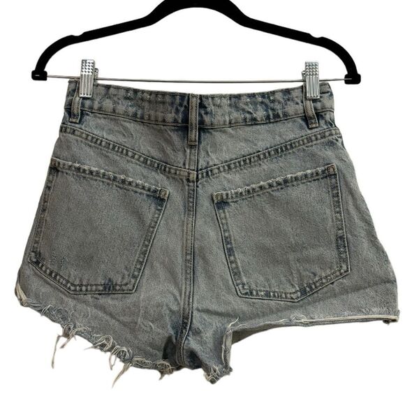 Zara Cut Off Button Fly High Rise Denim Shorts Size 4 - Picture 4 of 6